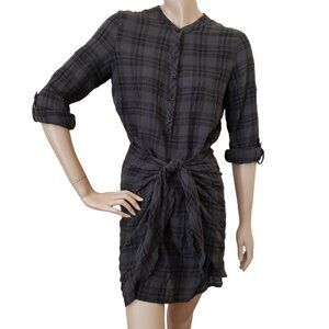 Supply & Demand Plaid Wrap Skirted Shirt Dress SZ S Gray